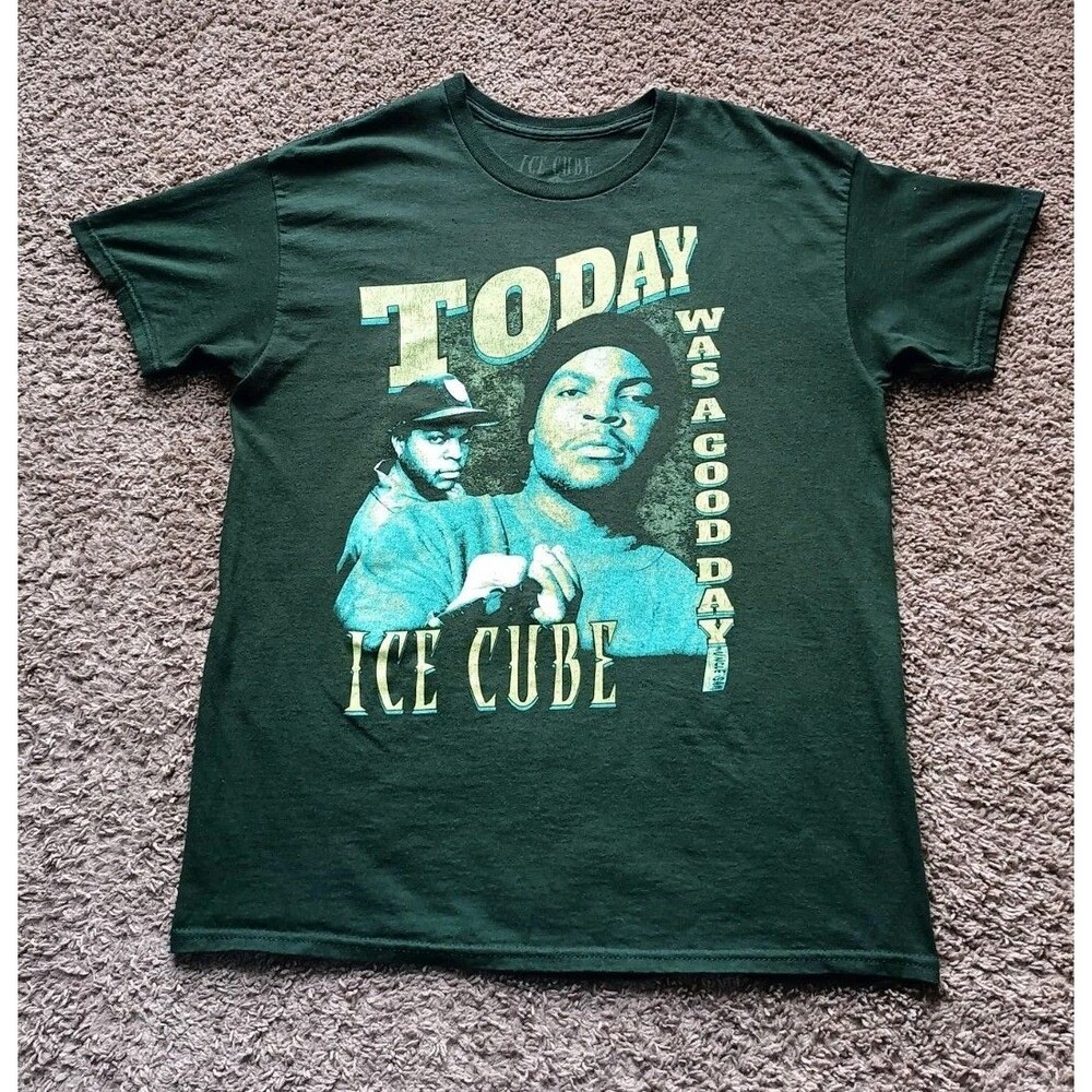 Ice Cube T-Shirt Men's Size Large 90s Graphic Print Green Shirt
